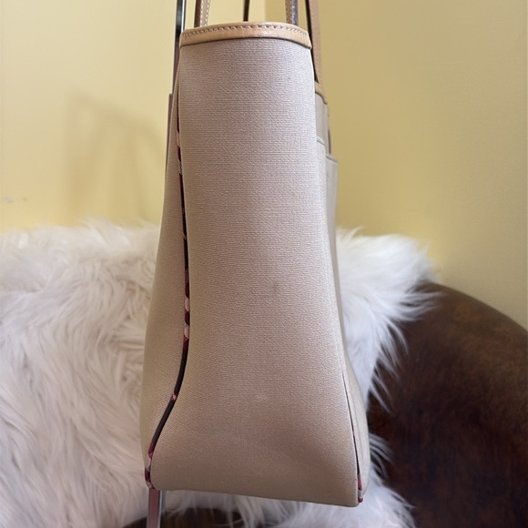 Burberry Blue Label | Beige Tan Canvas Nova Check Detail Tote Bag Handbag - Picture 10 of 17